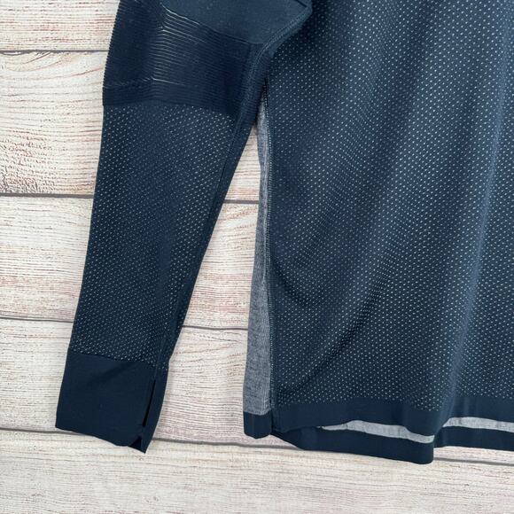 Smartwool Intraknit Merino Tech 1/2 Zip Hoodie Mens Medium Navy Blue - Picture 5 of 14